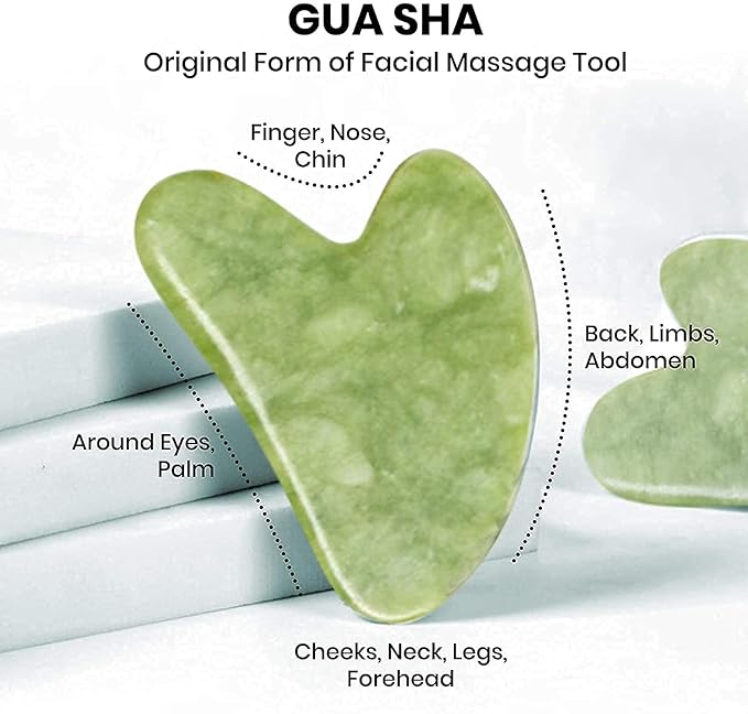 Hanglow Facial Massager Jade Roller & Gua Sha Tool Natural Himalayan Stone for Face Neck Healing Skin Wrinkles & Serum Application (Copy)