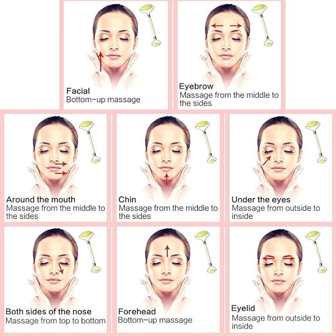 Hanglow Facial Massager Jade Roller & Gua Sha Tool Natural Himalayan Stone for Face Neck Healing Skin Wrinkles & Serum Application (Copy)