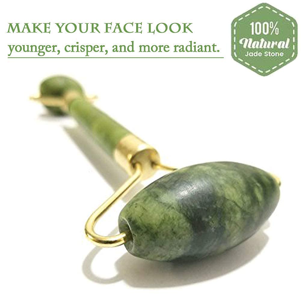 Hanglow Facial Massager Jade Roller & Gua Sha Tool Natural Himalayan Stone for Face Neck Healing Skin Wrinkles & Serum Application (Copy)