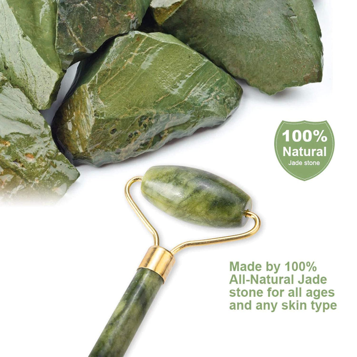 Hanglow Facial Massager Jade Roller & Gua Sha Tool Natural Himalayan Stone for Face Neck Healing Skin Wrinkles & Serum Application (Copy)