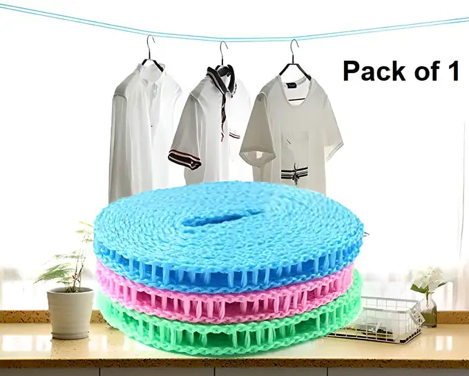 Rope-Portable Adjustable Dryer Line Windproof Non-Slip Clothesline for Camping Travel Indoor Outdoor  ( Pack of 1)