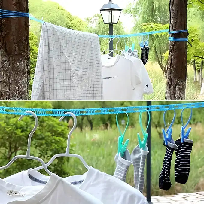 Rope-Portable Adjustable Dryer Line Windproof Non-Slip Clothesline for Camping Travel Indoor Outdoor  ( Pack of 1)