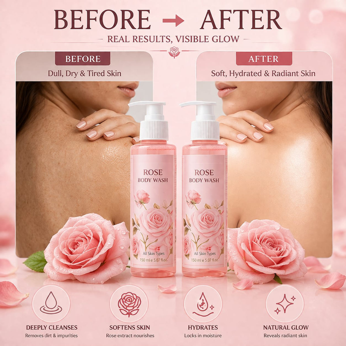 Rose Body  Wash (pack of 2)