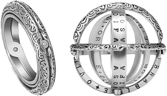 Astronomical Sphere Ball Ring Foldable Cosmic Finger Rings Silver pack of 2