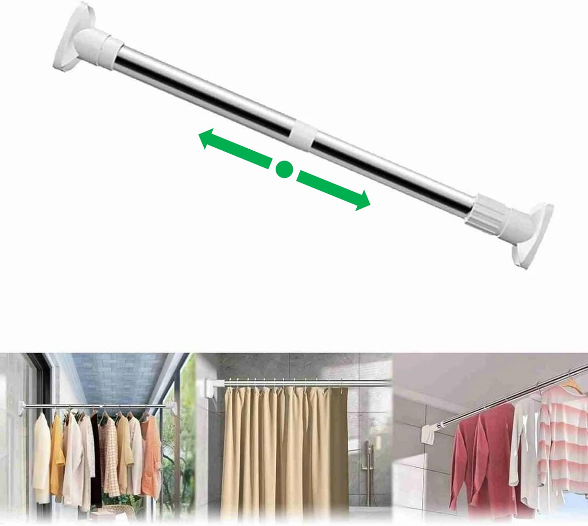 Multifunctional Adjustable Rod, Heavy Duty Tension Rods for Clothes, Closet Poles for Hanging Clothes