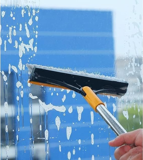 2-in-1 Bathroom Floor Cleaning Brush with Long Handle, 120° Rotating Head