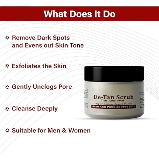 De-Tan Scrub for Tan Removal, Acne and Pimples Free Skin pack of 1