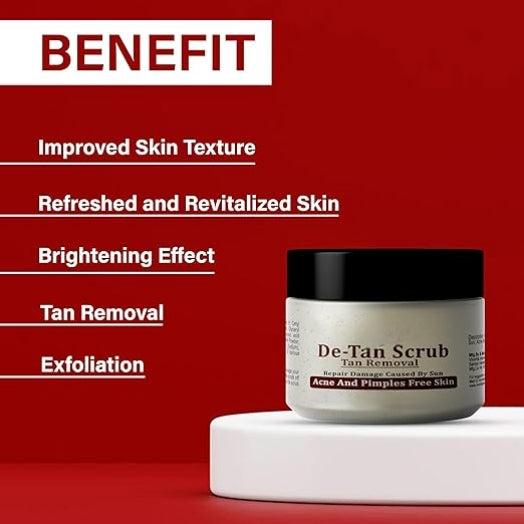 De-Tan Scrub for Tan Removal, Acne and Pimples Free Skin pack of 1