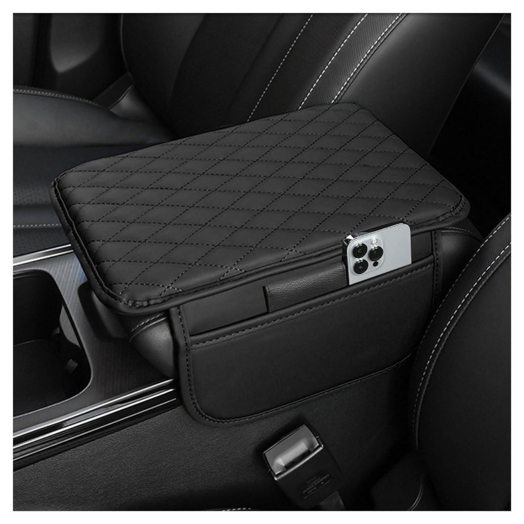 Vehicle Arm Rest Cushion Mat with Storage Pocket For Maru]ti Suzki Swift Color 7D Black