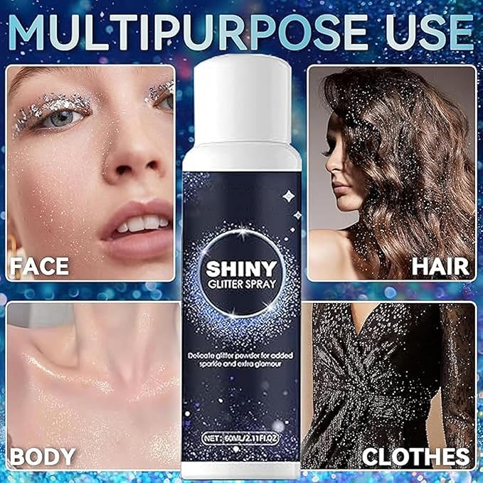 Shiny Glitter Spray for Face Hair Body and Clothes 100ml(pack of 1)