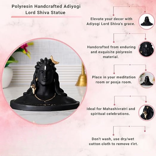 Black Resin Adiyogi Shiva Statue