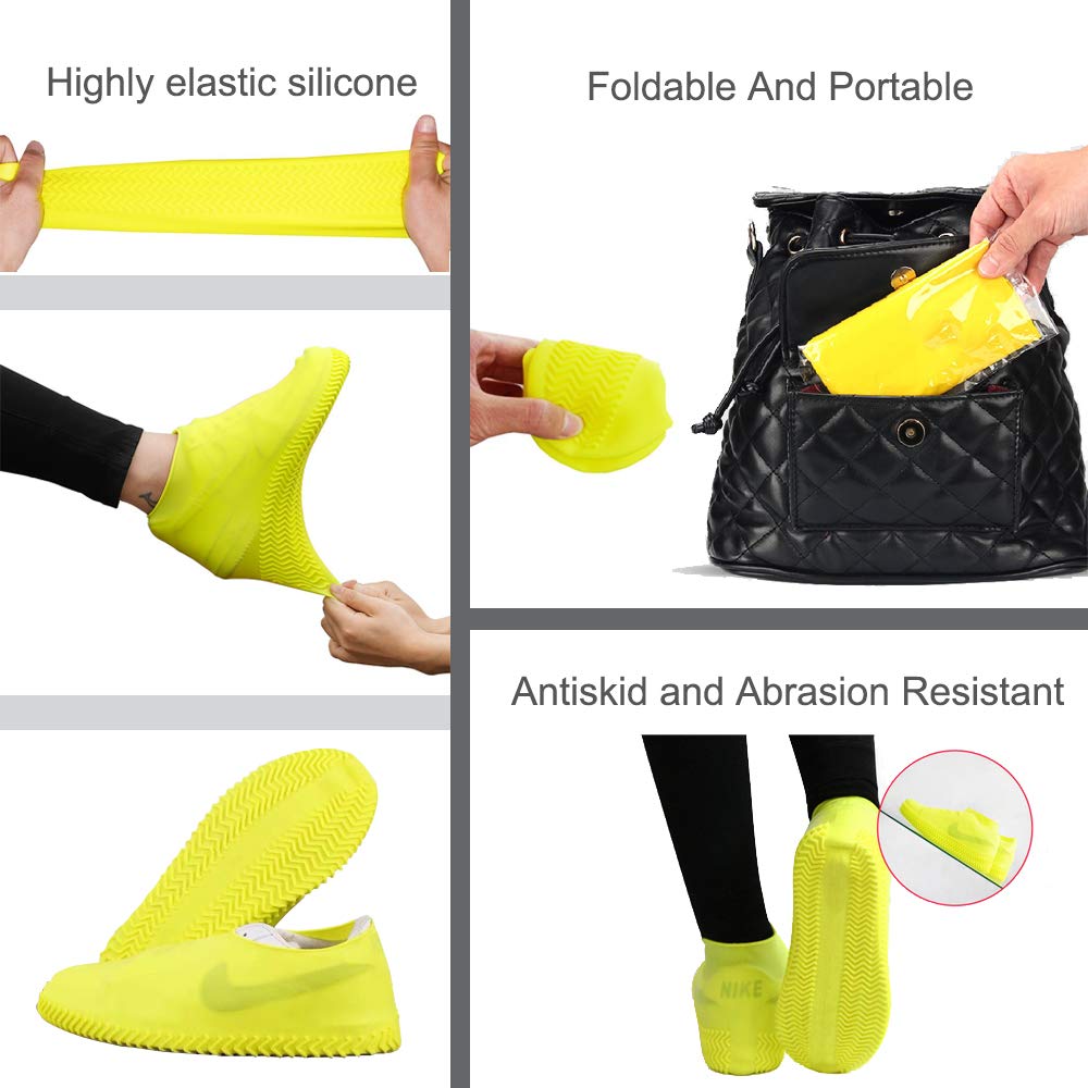 2 Pairs Reusable Shoe Covers, Anti-Slip Water Resistant Overshoes Silicone(random color)