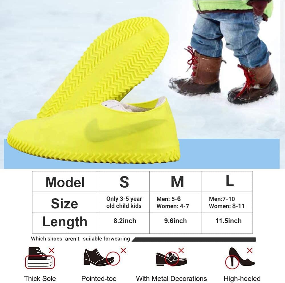 2 Pairs Reusable Shoe Covers, Anti-Slip Water Resistant Overshoes Silicone(random color)