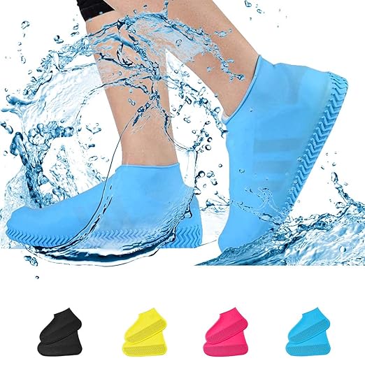 2 Pairs Reusable Shoe Covers, Anti-Slip Water Resistant Overshoes Silicone(random color)