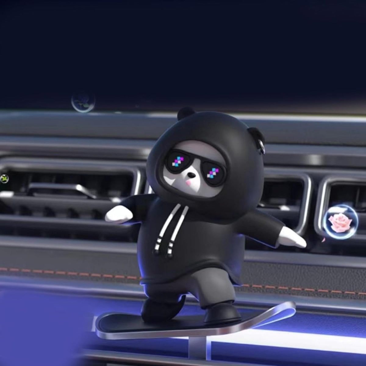 Skateboarding Bear Car Ornament Moving with Driving