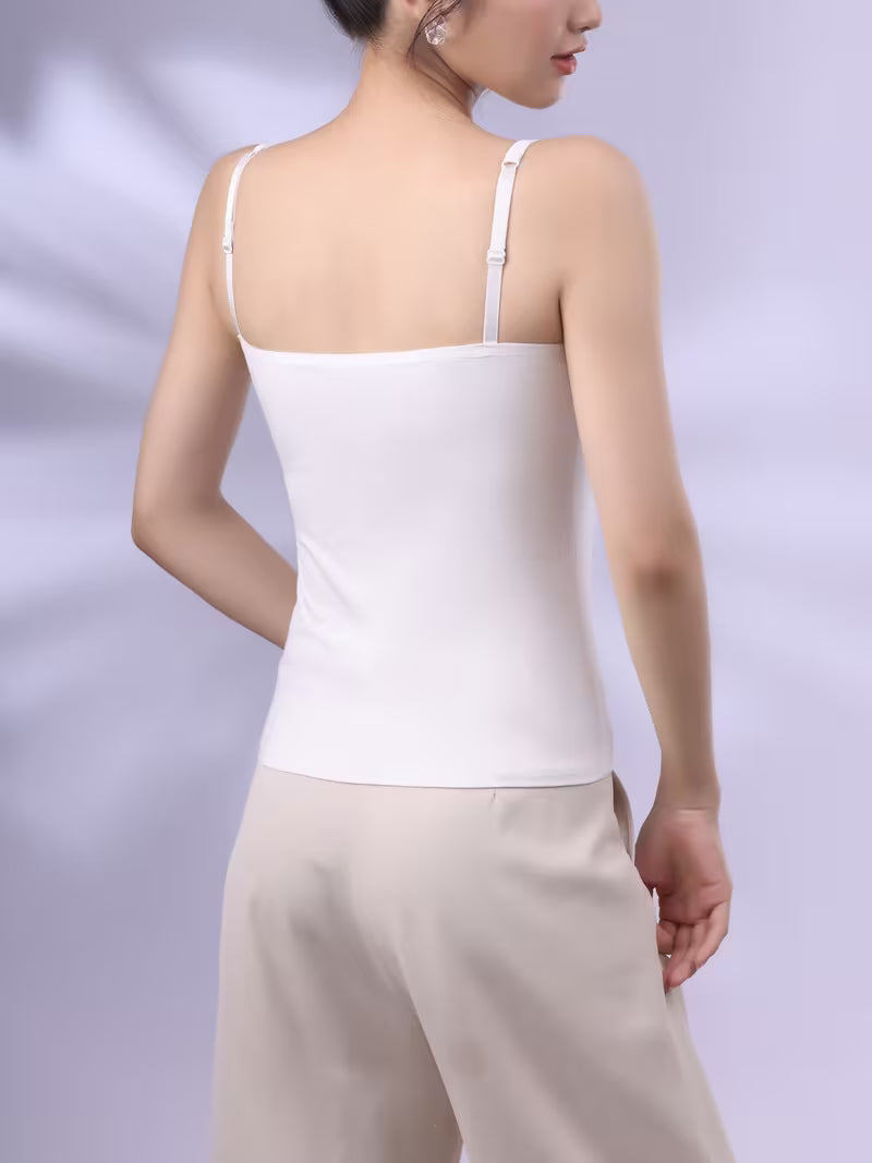Women'S Built-In Bra Pad Cami with Adjustable Straps pack of 2(free size)