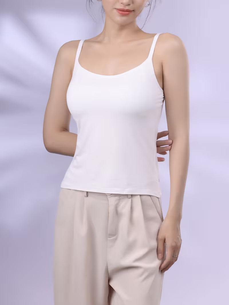 Women'S Built-In Bra Pad Cami with Adjustable Straps pack of 2(free size)