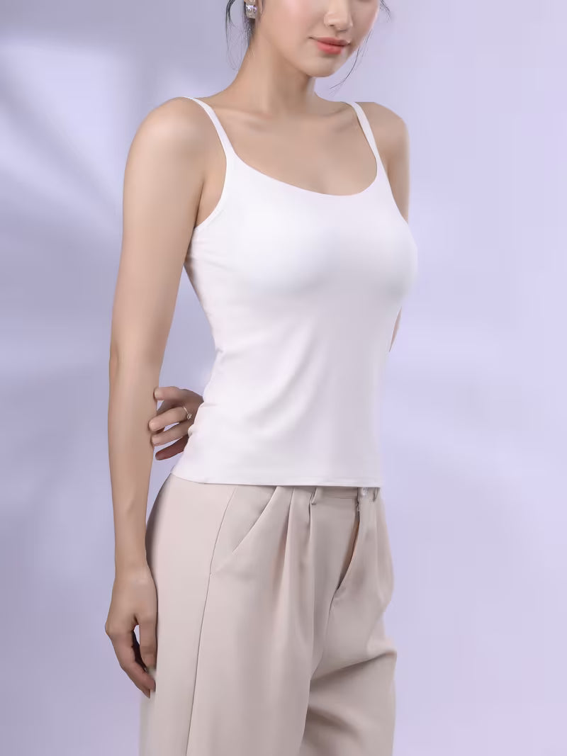 Women'S Built-In Bra Pad Cami with Adjustable Straps pack of 2(free size)