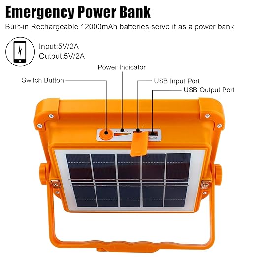 Solar Rechargeable LED Flood Light with Power Bank Function
