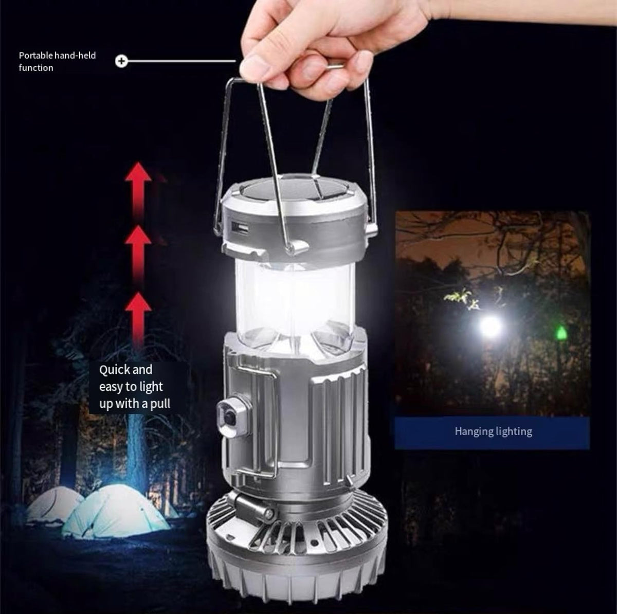 Emergency Light Solar Fan Multifunction Lantern