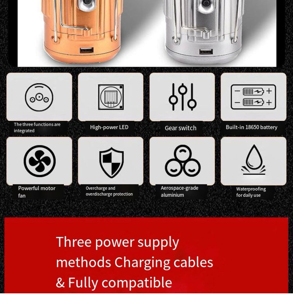 Emergency Light Solar Fan Multifunction Lantern