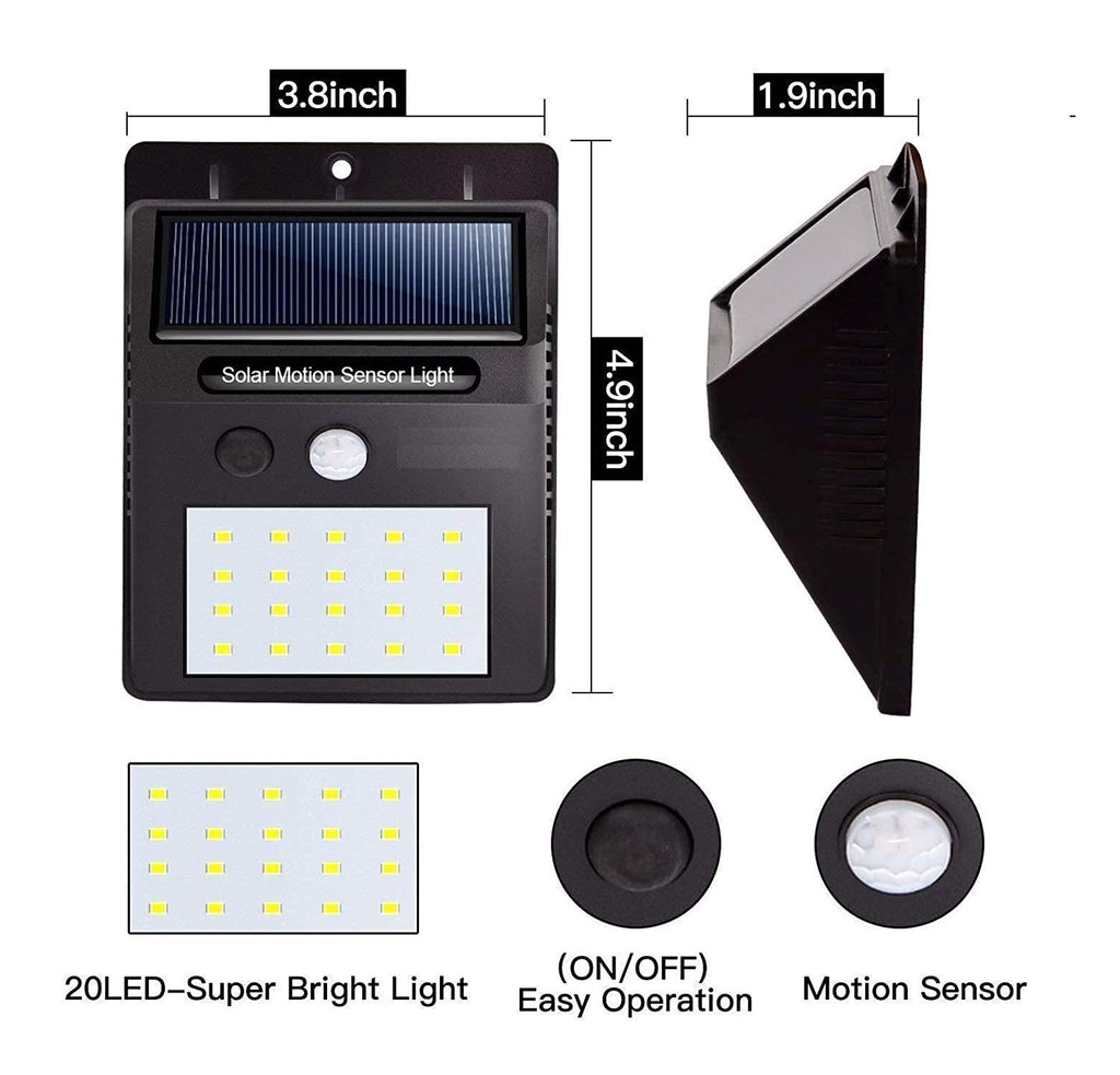 Solar LED Wall Lights Outdoor, Waterproof Wireless Super Bright Security Motion Sensor Light for Garage Yard Patio Garden Pathway