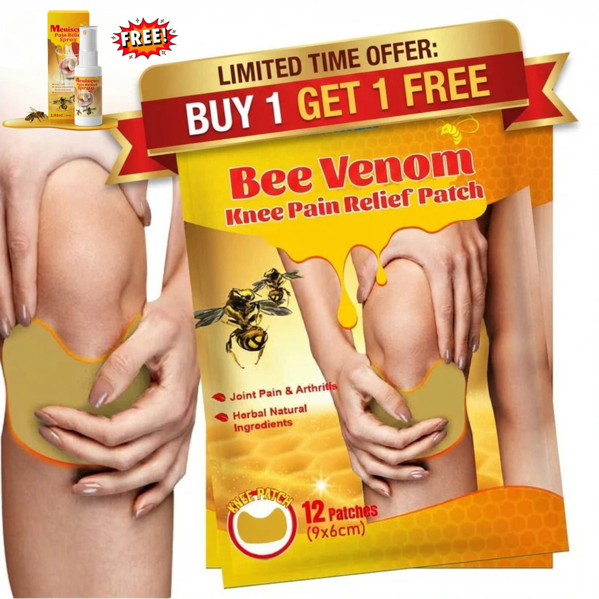 Bee Venom Knee Pain Relief Patch (Buy 1 Get 1 Free)Meniscus Pain Relief Spray Free