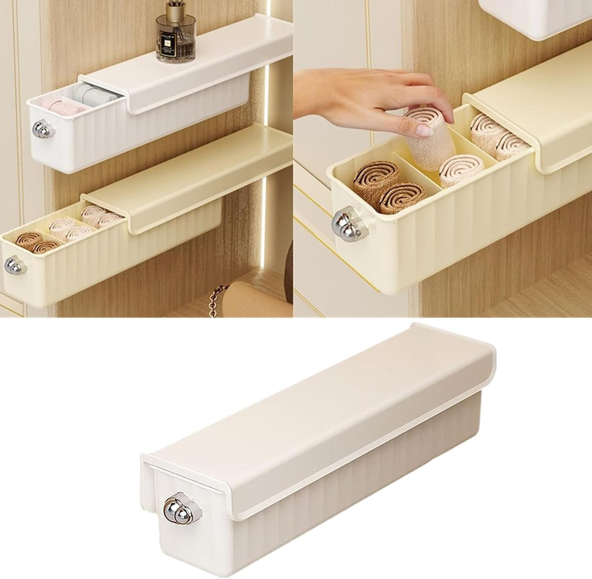 Self-Adhesive Wall Mounted Underwear & Sock Storage Box(random color)