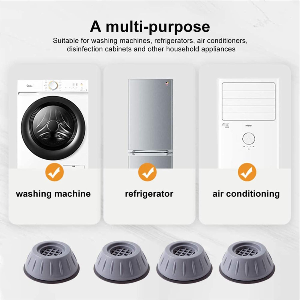 Anti-Vibration Pads for Washing Machine, Washer and Dryer Anti-Vibration Pads, Anti Walk Pads Shock Absorber for Furniture Washing Machine Feet Pads (1Set)