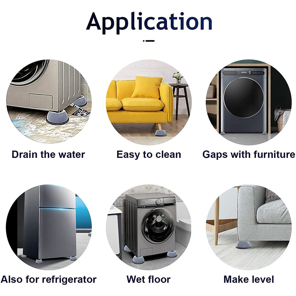 Anti-Vibration Pads for Washing Machine, Washer and Dryer Anti-Vibration Pads, Anti Walk Pads Shock Absorber for Furniture Washing Machine Feet Pads (1Set)