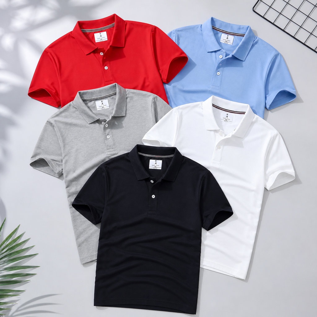 Polo T-shirt Red Black White sky-blue  Grey Pack Of 5