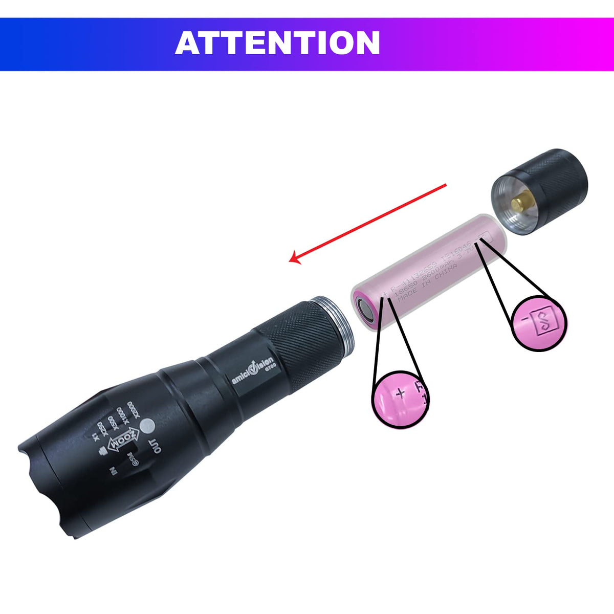 Metal Led Flashlight,Water Resistant Zoomable Torch with 5 Lighting Modes for Camping