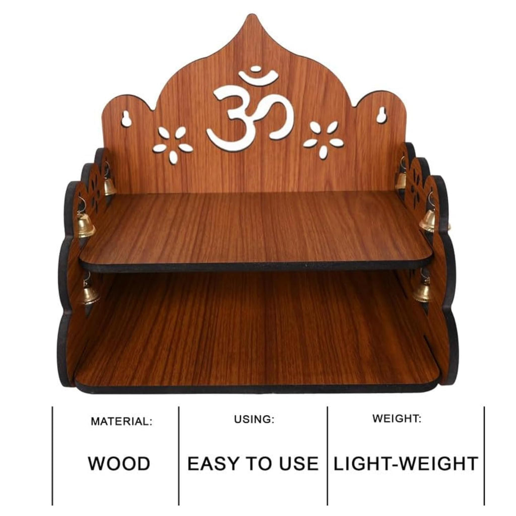 Wood Hand Crafted Om Pattern Home Temple