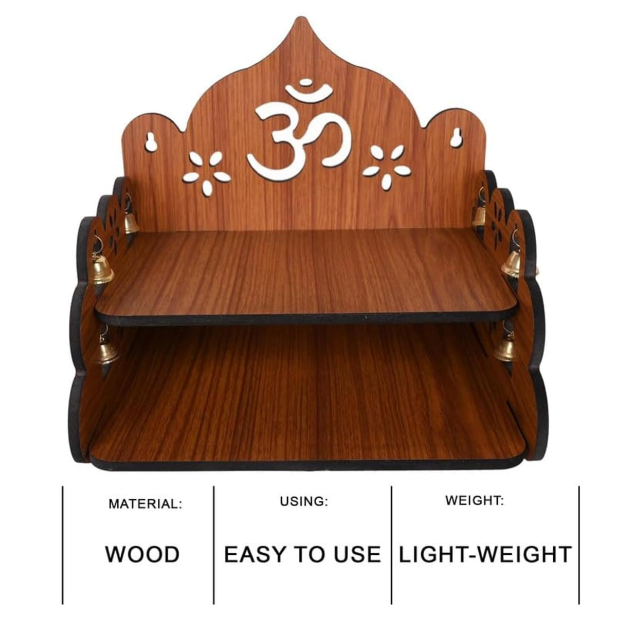 Wood Hand Crafted Om Pattern Home Temple