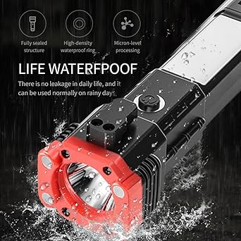 Portable LED Flashlight Multifunctional Work Light Power Bank Emergencies Safety (Pack Of 2)