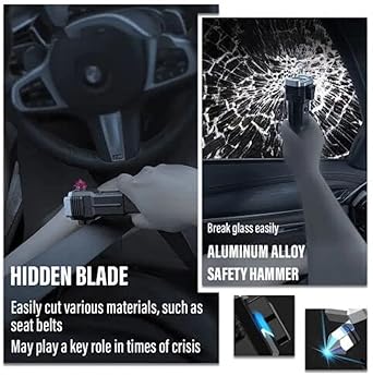 Flashlight,Long Distance Beam Range Car Rescue Torch with Hammer Window Glass and Seat Belt Cutter Built Portable Rechargeable