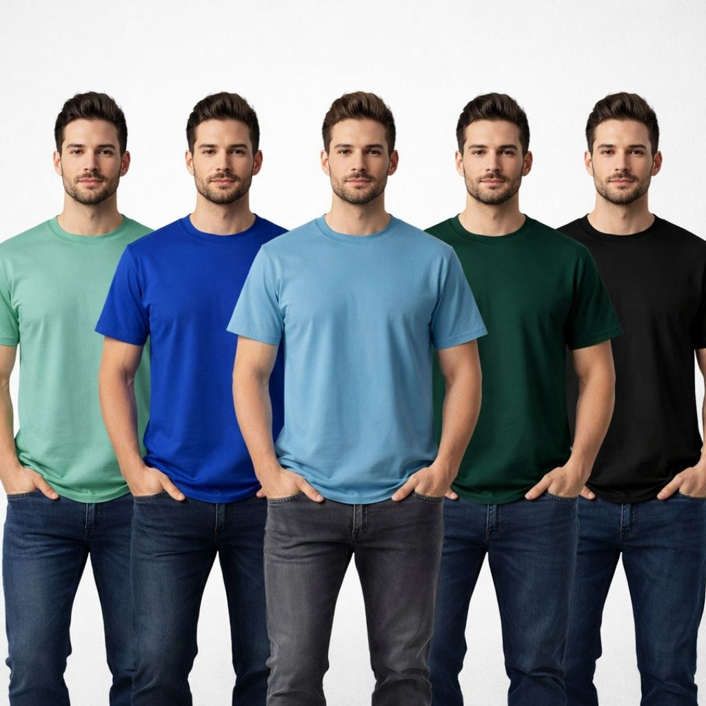 Round Neck T-Shirt Half Sleeves pack of 3 (Random Color)
