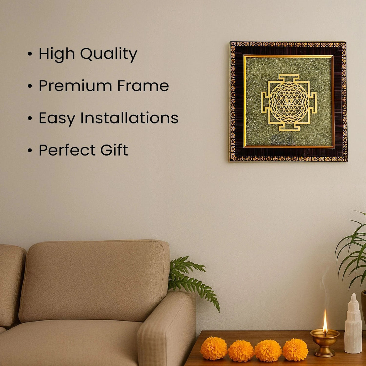 Shree Yantra on Pyrite Frame – Wealth, Prosperity & Vastu Protection