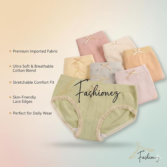 Women’s Cotton High Waist Full Coverage Panty Free Size  PACK OF 3