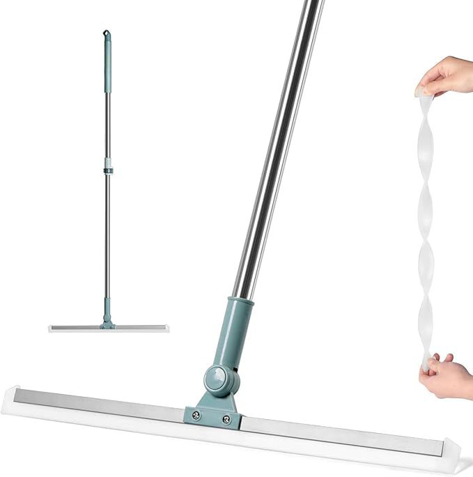 Wiper Mop for Floor Cleaning Heavy Duty Magic Broom Sweeper Silicon Floor Wiper with Stainless Steel Extendable Handle