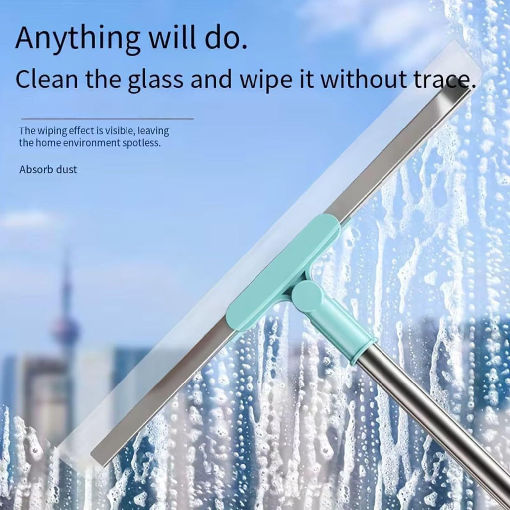 Wiper Mop for Floor Cleaning Heavy Duty Magic Broom Sweeper Silicon Floor Wiper with Stainless Steel Extendable Handle