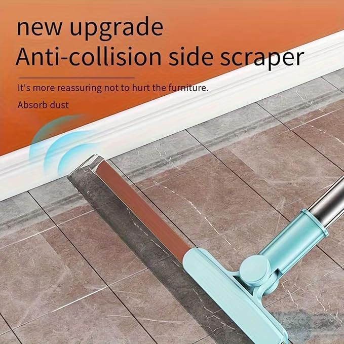 Wiper Mop for Floor Cleaning Heavy Duty Magic Broom Sweeper Silicon Floor Wiper with Stainless Steel Extendable Handle