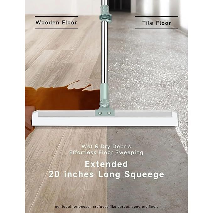 Wiper Mop for Floor Cleaning Heavy Duty Magic Broom Sweeper Silicon Floor Wiper with Stainless Steel Extendable Handle